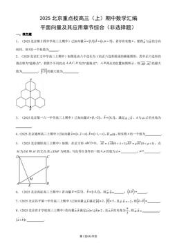 2025北京重点校高三（上）期中数学汇编：平面向量及其应用章节综合（非选择题）-答案