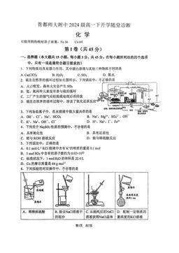 2025北京首都师大附中高一（下）开学考化学-答案