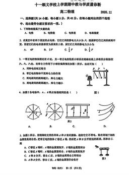 2025北京十一顺义学校高二（上）期中物理-试题