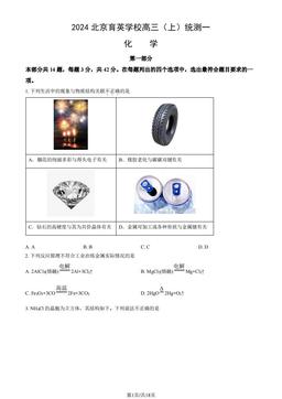 2024北京育英学校高三（上）统测一化学（教师版）-答案