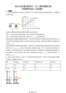 2024北京重点校初三（上）期中物理汇编：内能章节综合（实验题）-答案