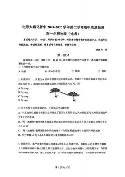 2025北京北师大燕化附中高一（下）期中物理（选考）-试题