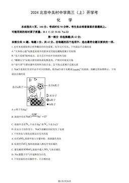 2024北京中关村中学高三（上）开学考化学（教师版）-答案