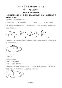 2026北京育才学校高一3月月考物理（选考）（教师版）-答案