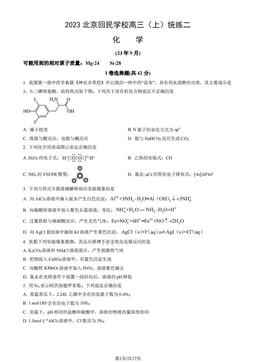 2023北京回民学校高三（上）统练二化学（教师版）-答案
