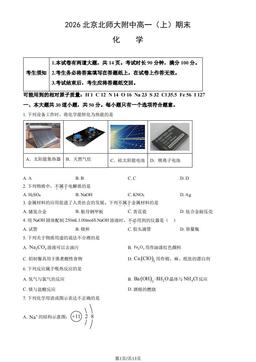 2026北京北师大附中高一（上）期末化学（教师版）-答案