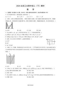 2024北京工大附中初二（下）期中数学（教师版）-答案