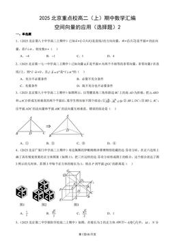 2025北京重点校高二（上）期中数学汇编：空间向量的应用（选择题）2-答案