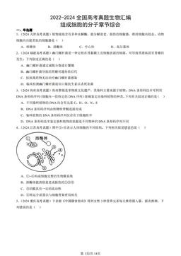 2022-2024全国高考真题生物汇编：组成细胞的分子章节综合-答案