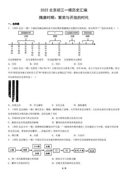 2022北京初三一模历史汇编：隋唐时期：繁荣与开放的时代-答案