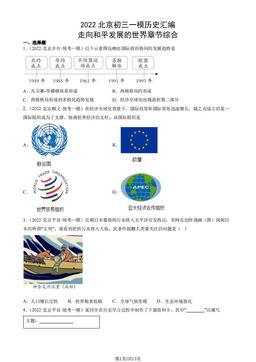 2022北京初三一模历史汇编：走向和平发展的世界章节综合-答案