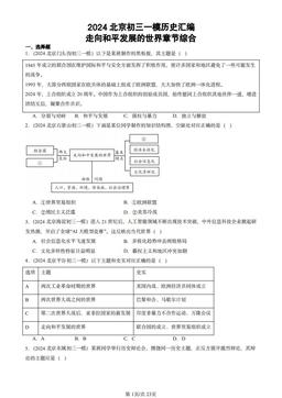 2024北京初三一模历史汇编：走向和平发展的世界章节综合-答案
