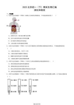 2023北京初一（下）期末生物汇编：消化和吸收-答案