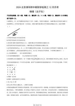 2024北京清华附中朝阳学校高三12月月考物理（尖子生）-答案