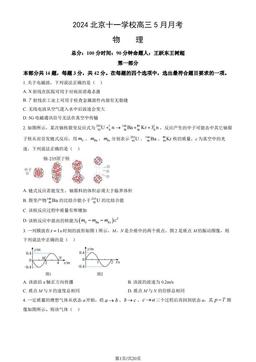 2024北京十一学校高三5月月考物理（教师版）-答案