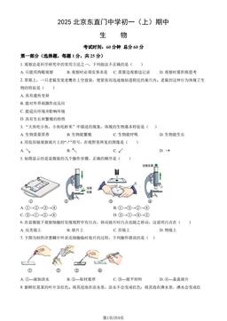 2025北京东直门中学初一（上）期中生物（教师版）-答案