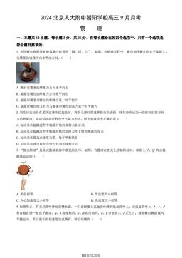 2024北京人大附中朝阳学校高三9月月考物理（教师版）-答案