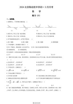 2024北京陈经纶中学初一3月月考数学（教师版）-答案