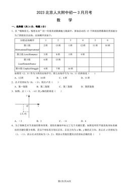 2023北京人大附中初一3月月考数学（教师版）-答案