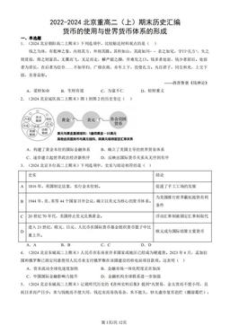 2022-2024北京重高二（上）期末历史汇编：货币的使用与世界货币体系的形成-答案