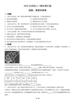2022北京初二一模生物汇编：细菌、真菌和病毒-答案