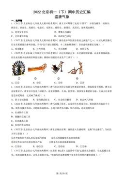 2022北京初一（下）期中历史汇编：盛唐气象-答案