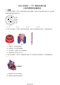 2023北京初一（下）期末生物汇编：人体内物质的运输综合-答案
