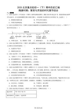2025北京重点校初一（下）期中历史汇编：隋唐时期：繁荣与开放的时代章节综合-答案