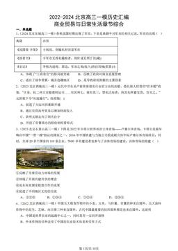 2022-2024北京高三一模历史汇编：商业贸易与日常生活章节综合-答案