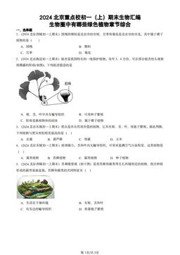 2024北京重点校初一（上）期末生物汇编：生物圈中有哪些绿色植物章节综合-答案