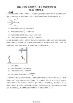 2023-2025北京高三（上）期末物理汇编：电场 电场强度-答案