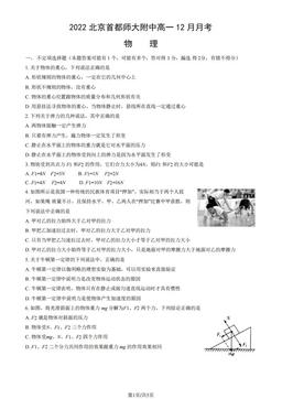 2022北京首都师大附中高一12月月考物理-试题