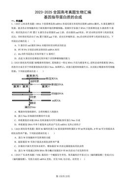 2023-2025全国高考真题生物汇编：基因指导蛋白质的合成-答案