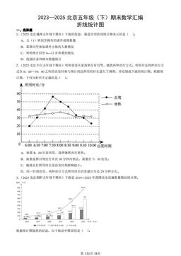 2023—2025北京五年级（下）期末数学汇编：折线统计图-答案