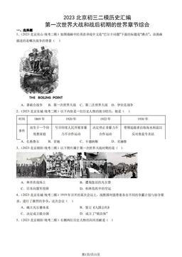 2023北京初三二模历史汇编：第一次世界大战和战后初期的世界章节综合-答案