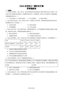 2024北京初三一模历史汇编：罗斯福新政-答案