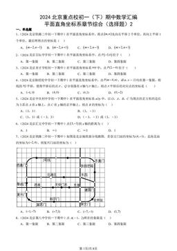 2024北京重点校初一（下）期中数学汇编：平面直角坐标系章节综合（选择题）2-答案