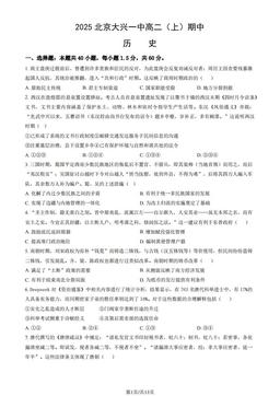 2025北京大兴一中高二（上）期中历史（教师版）-答案