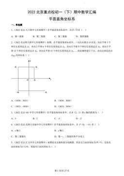 2022北京重点校初一（下）期中数学汇编：平面直角坐标系-答案