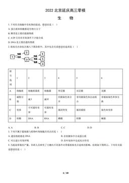 2022北京延庆高三零模生物（教师版）-答案