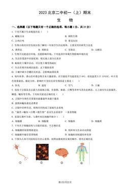 2023北京二中初一（上）期末生物（教师版）-答案