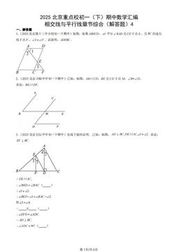 2025北京重点校初一（下）期中数学汇编：相交线与平行线章节综合（解答题）4-答案