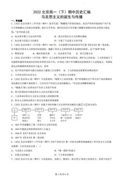 2022北京高一（下）期中历史汇编：马克思主义的诞生与传播-答案