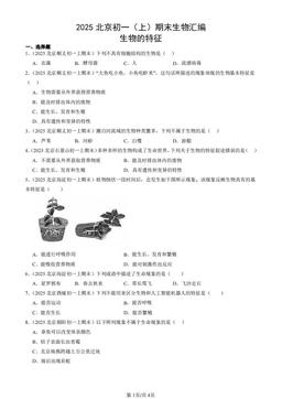 2025北京初一（上）期末生物汇编：生物的特征-答案