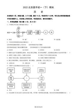 2022北京昌平初一（下）期末历史（教师版）-答案