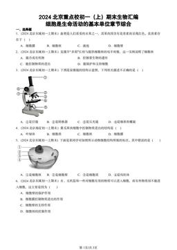 2024北京重点校初一（上）期末生物汇编：细胞是生命活动的基本单位章节综合-答案