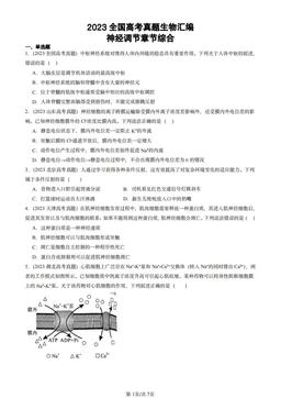 2023全国高考真题生物汇编：神经调节章节综合-答案