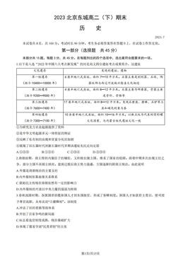 2023北京东城高二（下）期末历史（教师版）-答案