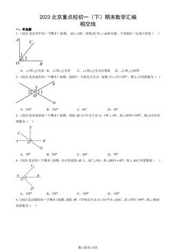 2023北京重点校初一（下）期末数学汇编：相交线-答案