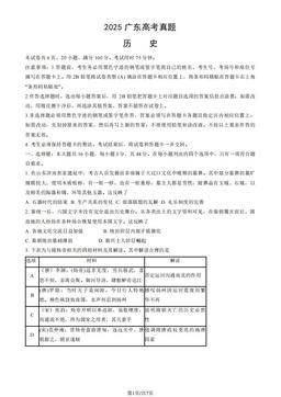 2025广东高考真题历史（教师版）-答案